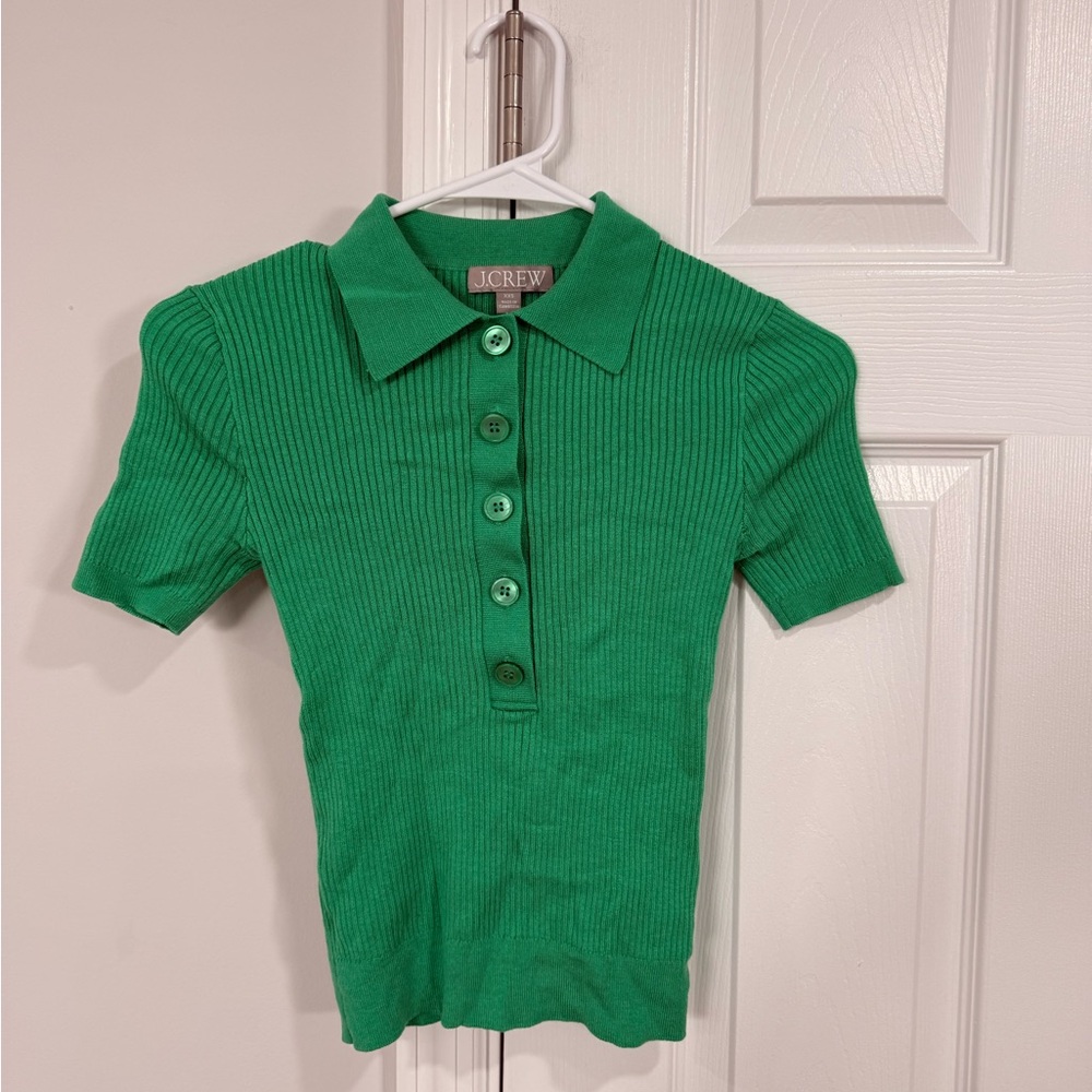 J. Crew Silk blend  Polo sweater in Vibrant Green